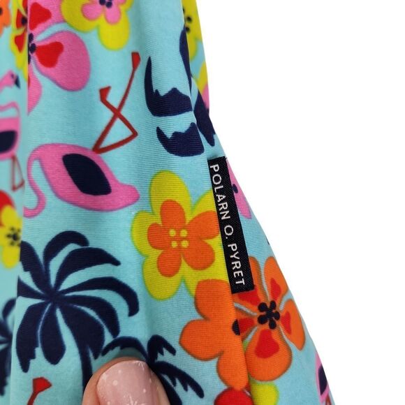 POLARN O. PYRET Swimsuit Girls 1-2 Years Blue Palm Tree Flamingo Floral Sweden - Picture 3 of 7
